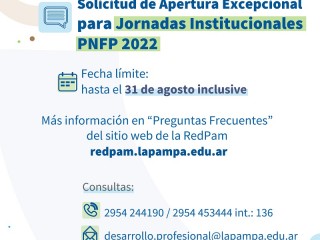Apertura excepcional para Jornadas Institucionales PNFP 2022
